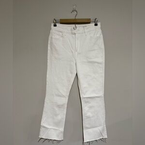 Eunina White Emery High Rise Cropped Frayed Hem Jeans Size 30 Preppy Classic